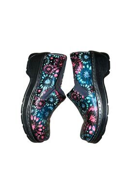 Used Klogs Naples Women’s Clogs 7.5M Floral Leather Slip Resistant Comfort